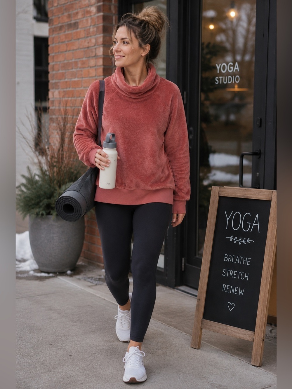 GAIAM Fuzzy Turtleneck‎ Sweatshirt Dusty Pink Size S Oversized Plush Pullover